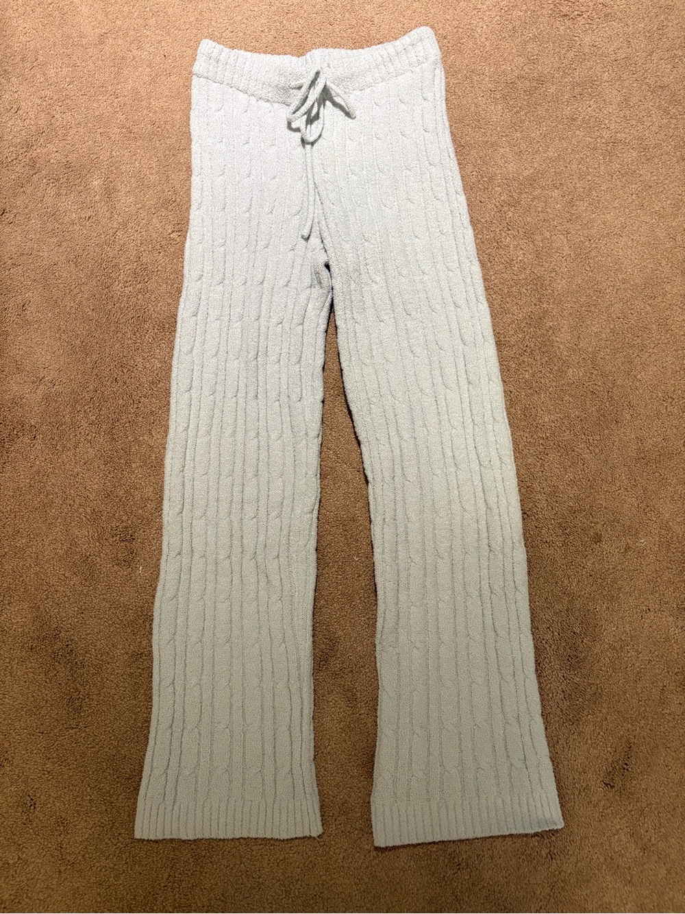 La Vie En Rose Light gray fuzzy Cable Knit pants size xs
